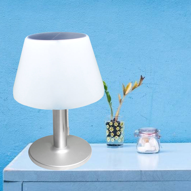 Modern Minimalist Solar Powered Cone Induction PP ABS Waterproof LED Table Lamp For Outdoor