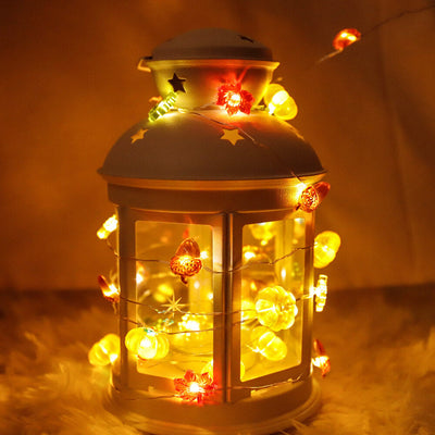 Décoration moderne de Thanksgiving avec citrouille et gland en érable, guirlande lumineuse à 30 LED 