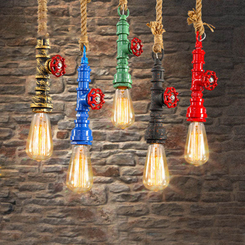 Modern Vintage Industrial Twine Iron 1-Light Pendant Light