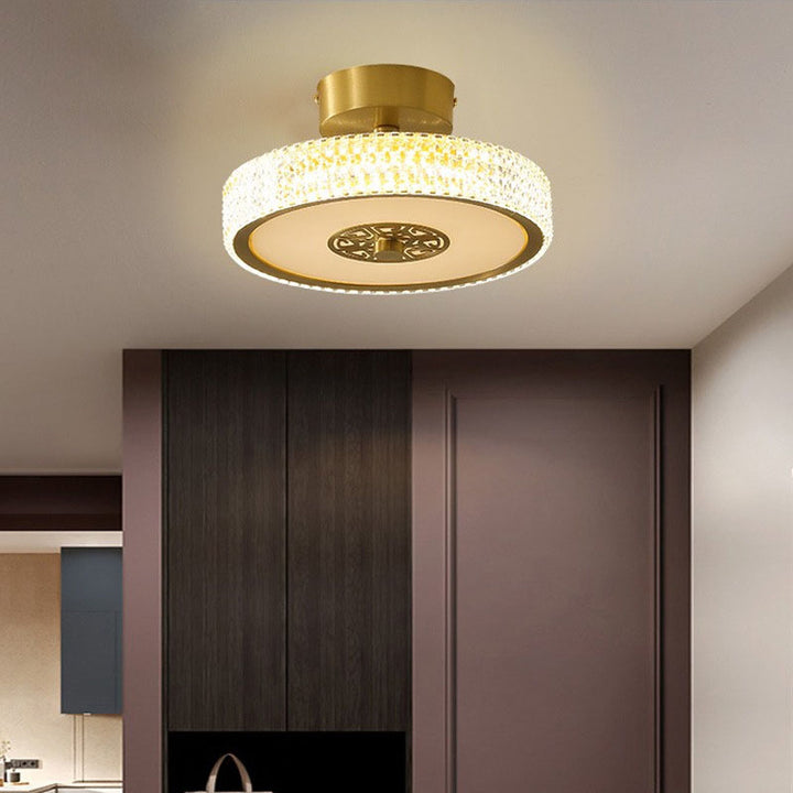 Modern Light Luxury Retro Full Copper Cloud Glass LED Flush Mount Lighting