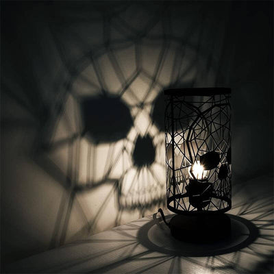 Creative Gothic Skeleton Metal Cylinder 1-Light Decorative Table Lamp