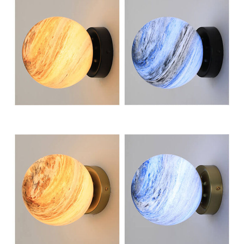 Applique murale à une lumière avec orbe en verre créatif nordique 