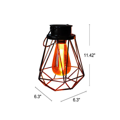 Solar Retro Iron Lantern Geometry LED Decorative Outdoor Landscape Light