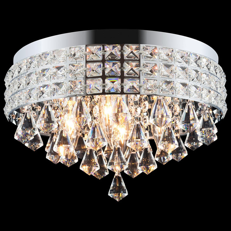 Modern Light Luxury Round Crystal Iron Crystal 4-Light Flush Mount Light