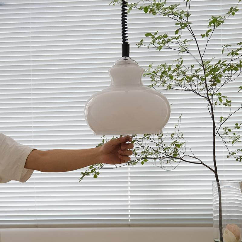 Contemporary Nordic Glass Iron Round Gourd 1-Light Pendant Light for Living Room
