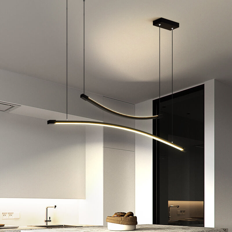 Modern Minimalist Double Curves Line Island Light LED Chandelier