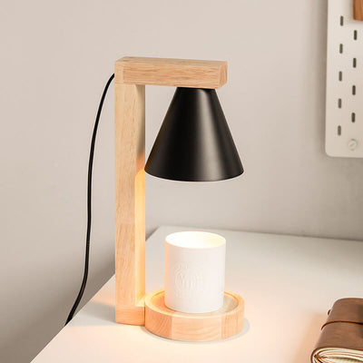 Lampe de table à cire fondue à 1 lumière avec abat-jour conique minimaliste moderne et matériel en bois 