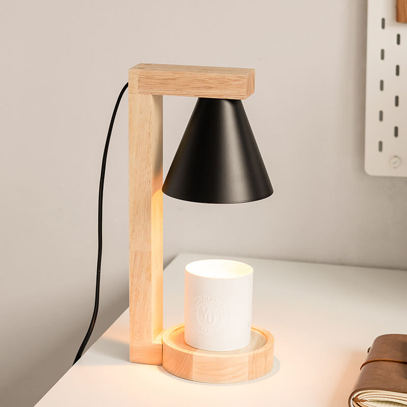 Modern Minimalist Cone Shade Hardware Log 1-Light Melting Wax Table Lamp