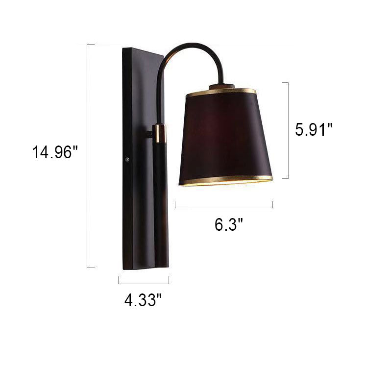 Modern Minimalist Black Cone Fabric 1-Light Wall Sconce Lamp