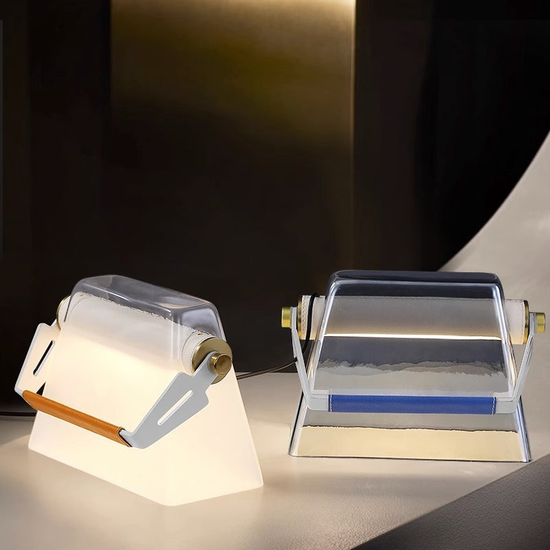 Modern Art Deco Glass Handbag Shape Iron LED Table Lamp For Bedroom