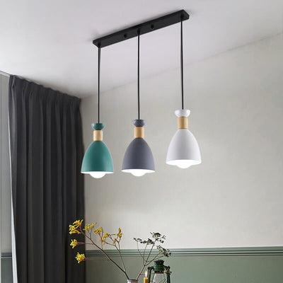 Nordic Simple Macaron Cone 3-Light Island Light Chandelier