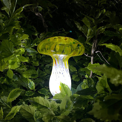 Contemporary Creative Colorful Mushroom Glass Shape LED Solar Waterproof Lawn Insert Light For Garden