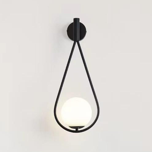 Modern Luxury Teardrop Round Ball Iron Glass 1-Light Wall Sconce Lamp