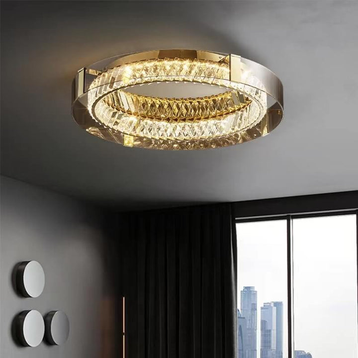 Éclairage encastré LED rond en cristal de luxe léger européen 