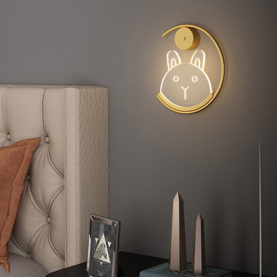 Creative Golden C-shaped Acrylic Bear LED Wall Sconce Lamp