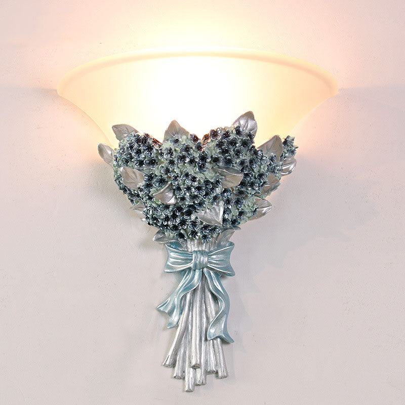 Europäische kreative Blumenstrauß-Form-Harz-Glas-1-Licht-Wandleuchte-Lampe