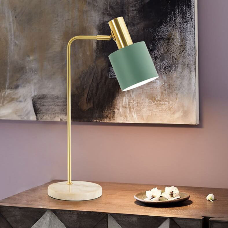 Lampe de Table Réglable à 1 Lumière en Marbre Cylindrique de Luxe Nordique 