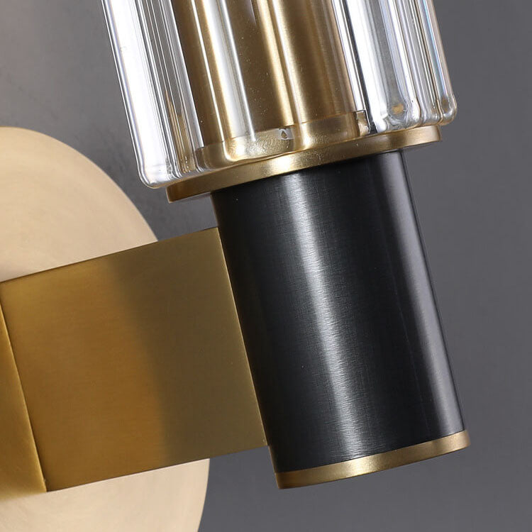 Modern Minimal Brass Crystal Column 1/2 Light Wall Sconce Lamp