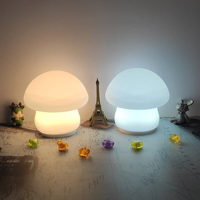 Lámpara de Mesa LED de Luz Nocturna de Silicona Pura Blanca de Champiñón Moderno 