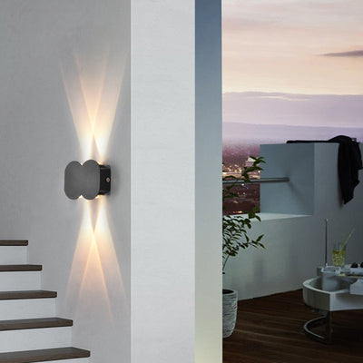 Modern Outdoor Round Geometric Up and Down Luminous Waterproof LED Wall Sconce Lamp