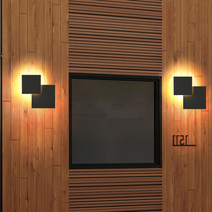 Modern Minimalist Waterproof Square Flat Geometric Aluminum PC LED Wall Sconce Lamp