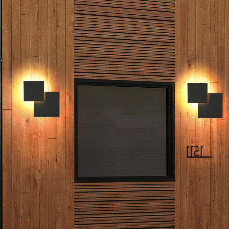 Moderne, minimalistische, wasserdichte, quadratische, flache, geometrische LED-Wandleuchte 