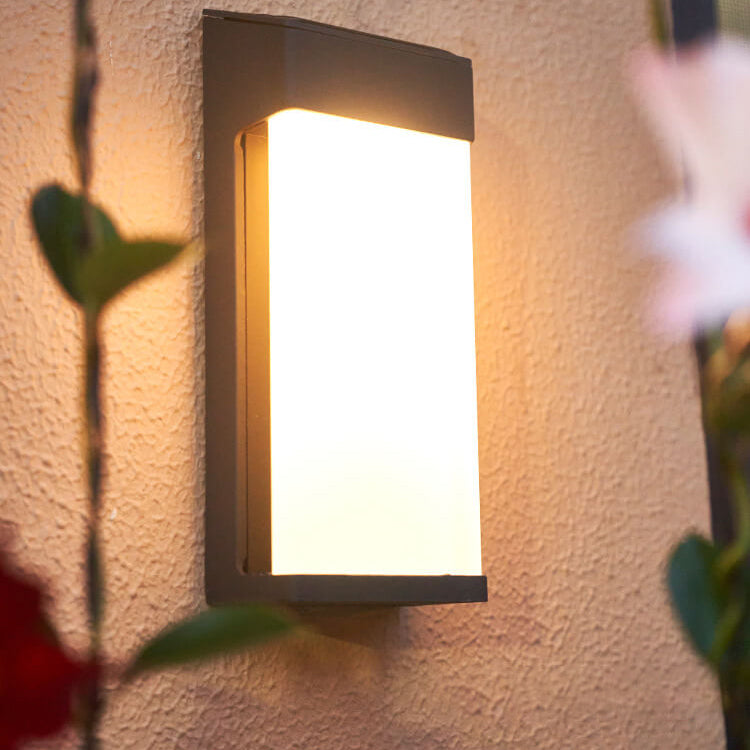 Solar quadratische Wandlampe aus mattem Glas, wasserdicht, mit LED 