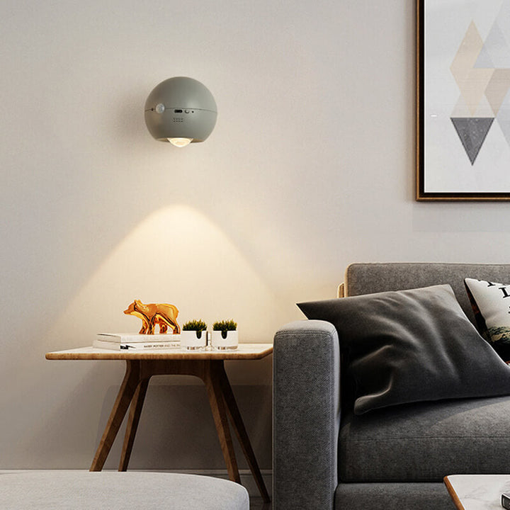 Lampe murale LED à protection oculaire rechargeable ronde et créative avec ventouse magnétique 