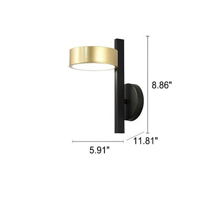 Nordic Light Luxury Black Gold Iron Round Head LED Wall Sconce Lamp