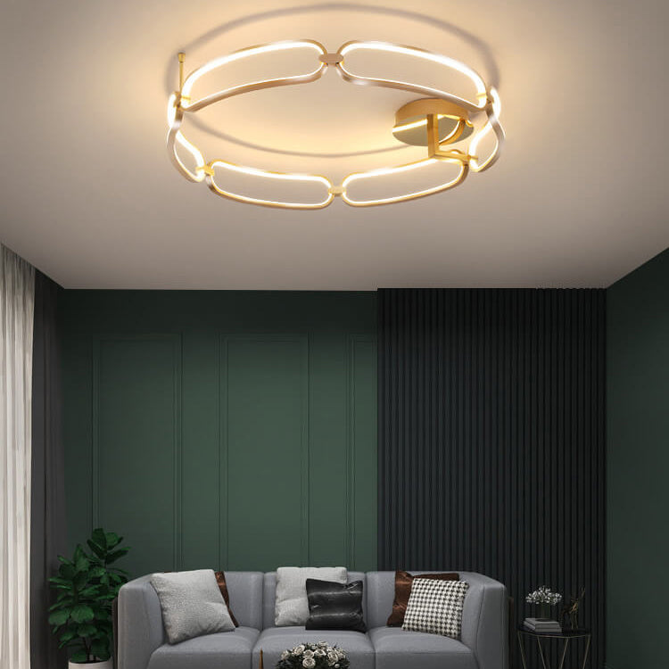 Modern Simple Ring Combination Design LED Semi-Flush Mount Light