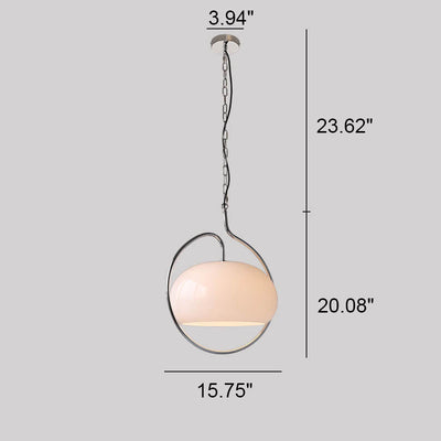 European Vintage Round Ball Iron Glass 1-Light Pendant Light