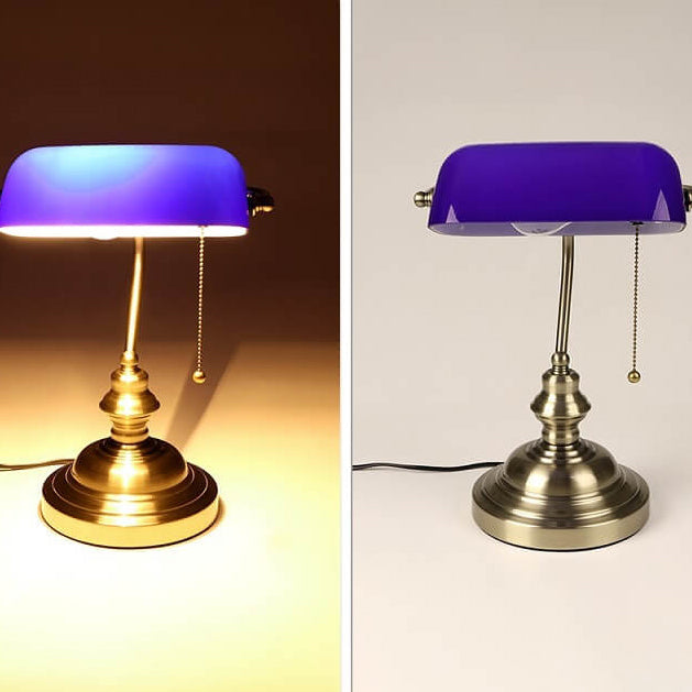 Retro Farbige Glas Metallbasis 1-Licht Reißverschluss Tischlampe 