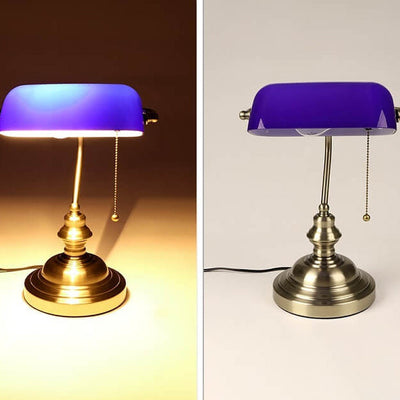 Retro-Tischlampe mit 1-Licht-Reißverschluss aus farbigem Glas mit Metallsockel 