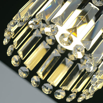 Nordic Light Luxury Crystal Cylinder Dome 1/2/3 Light Chandelier