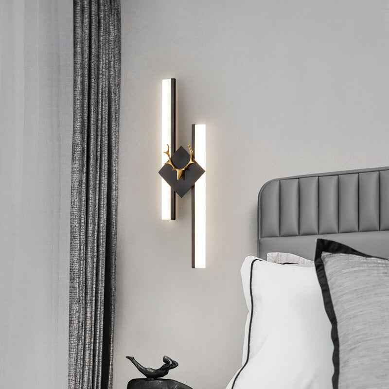 Nordic Postmodern Rectangular Antler Full Copper LED Wall Sconce Lamp