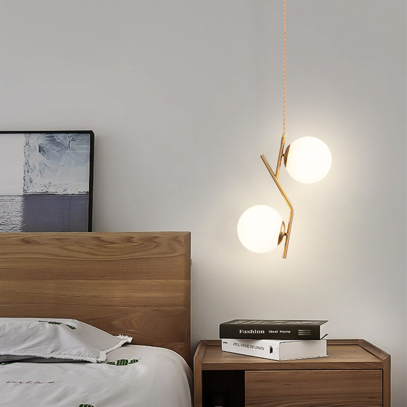 Moderner, minimalistischer Glas-Kronleuchter mit 2 Lichtinseln 