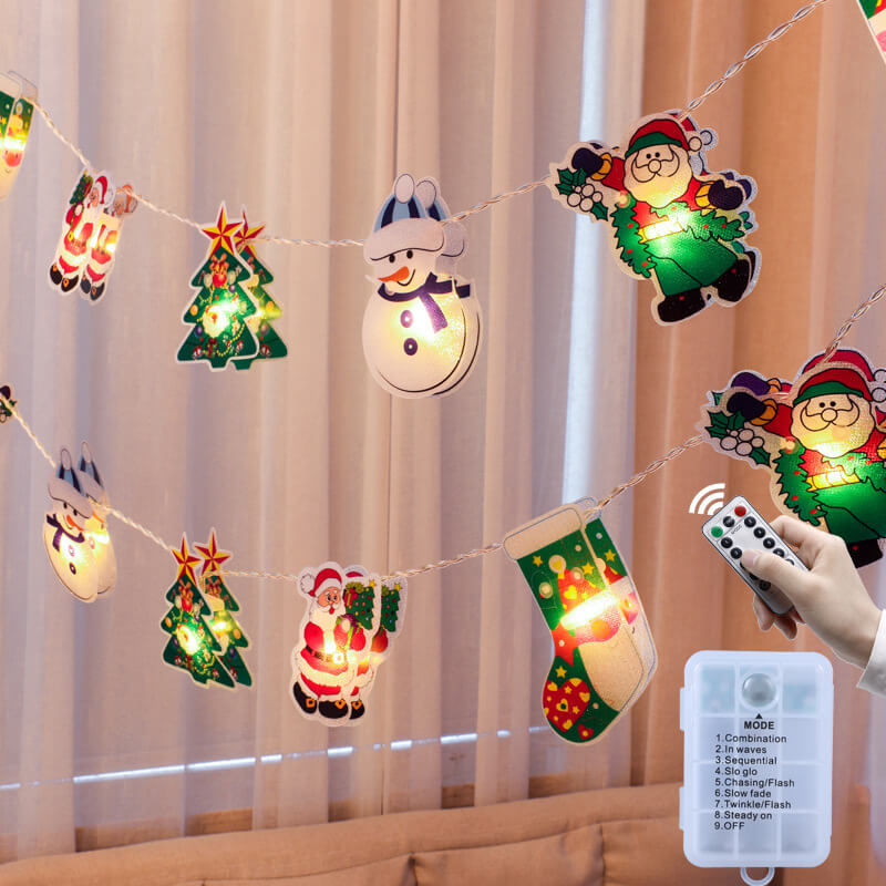 Lumières décoratives de Noël Lumières de décoration à LED suspendues pour sapin de Noël à piles 