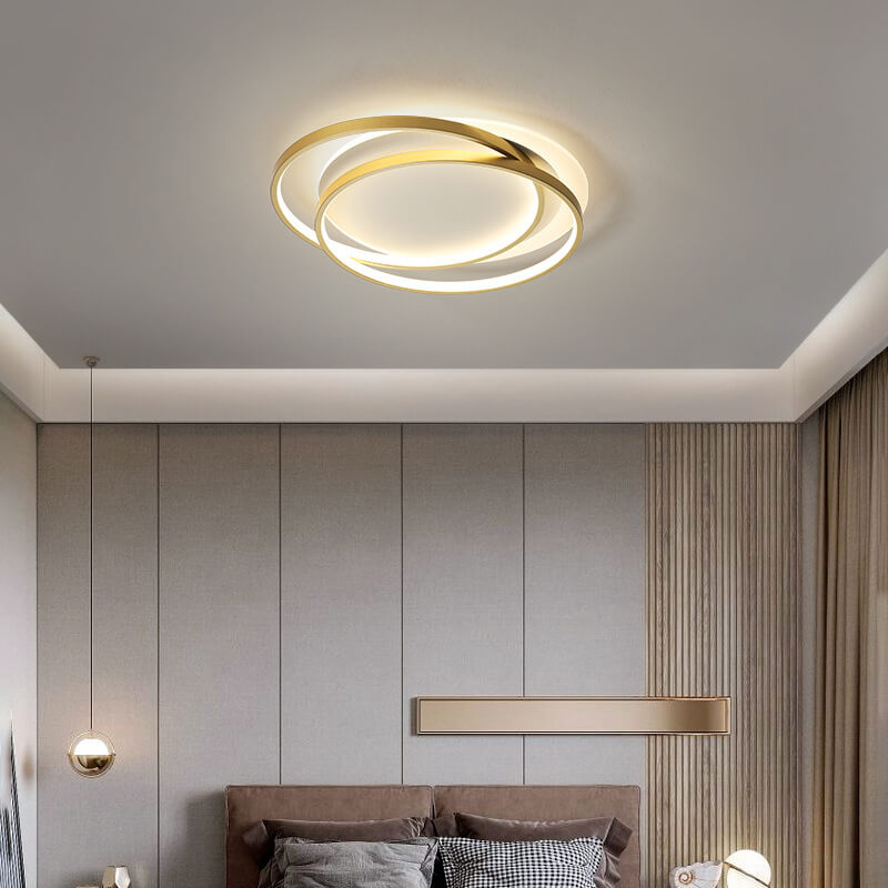 Nordic Light Luxury Circle Aluminum LED Flush Mount Ceiling Light