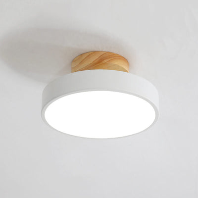 Nordic Wood  Round Acrylic LED Semi-Flush Mount Ceiling Light