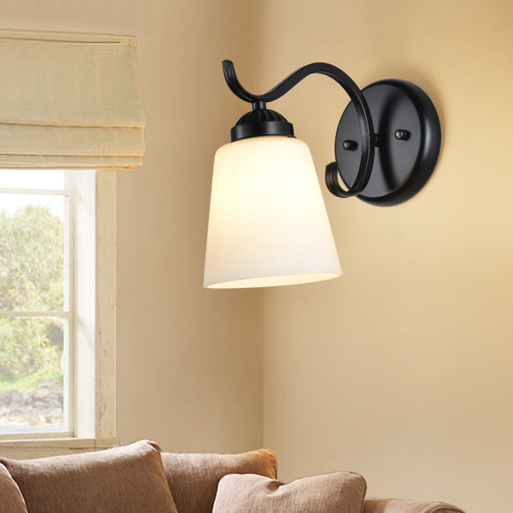 Contemporary Retro Rustic Iron Glass 1-Light Wall Sconce Lamp
