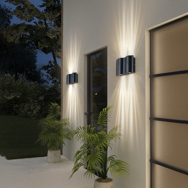 Modern Wave Aluminum Glass Waterproof LED Outdoor Wall Sconce Lamp