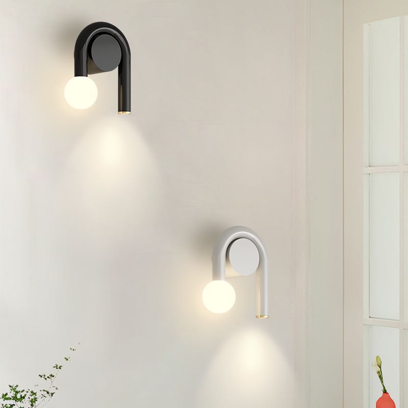 Contemporary Simplicity Geometric Iron U-shaped Line 2-Light Wall Sconce Lamp For Living Room