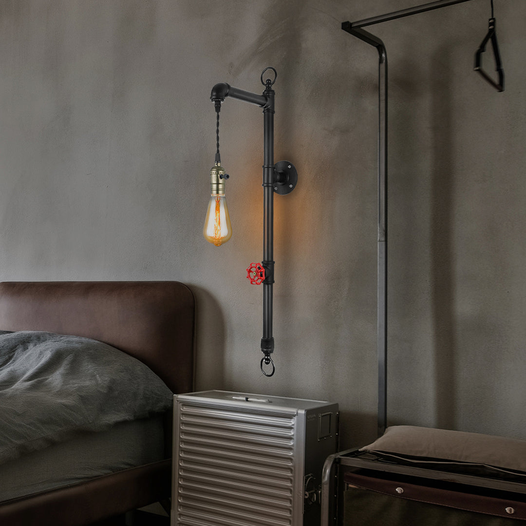 Lampe Vintage Steampunk en Fer à 1 Lumière pour Applique Murale 