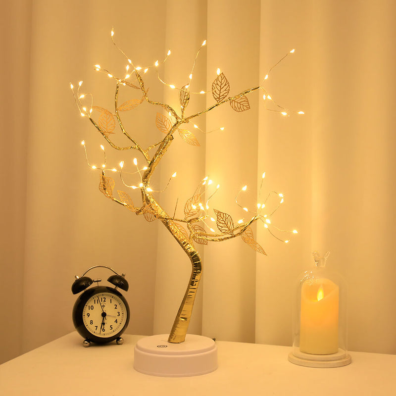 Golden Leaf Small Tree Light USB Small LED Table Lamps
