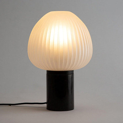 Moderne, minimalistische, weiß gestreifte Glas-1-Licht-Kunst-Tischlampe 