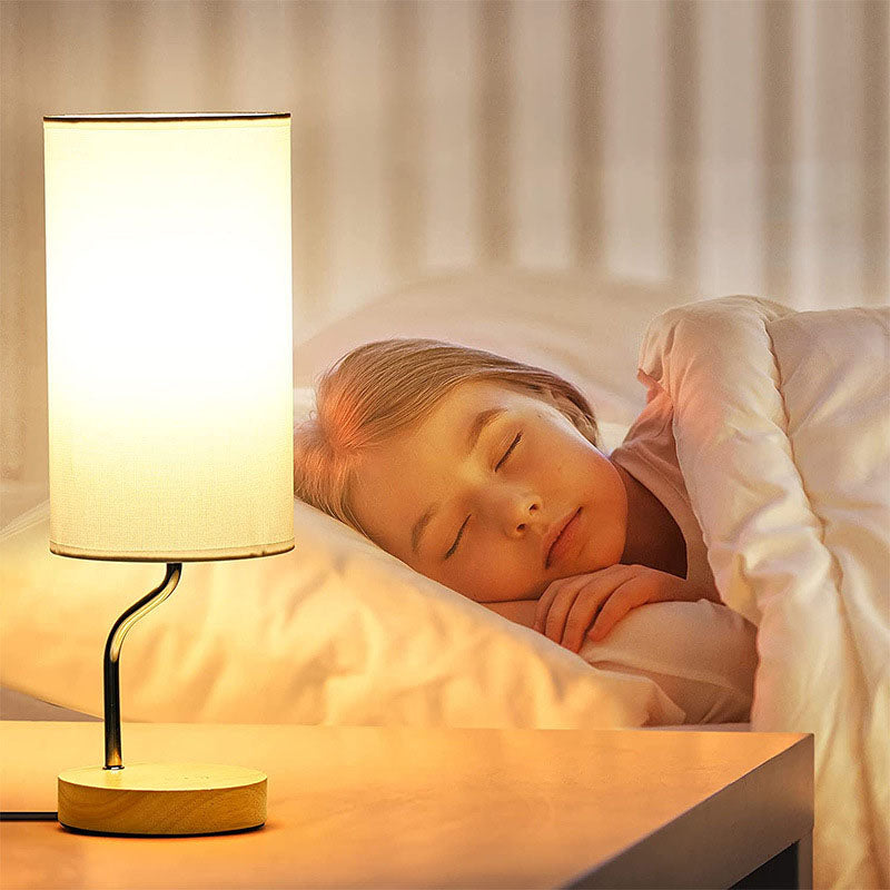 Simple Wooden Fabric Wireless Rechargeable USB 1-Light Touch Dimmable Table Lamp