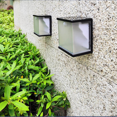 Solar Body Induction Rectangular Box Design LED Outdoor Decoration Wall Sconce Lamp