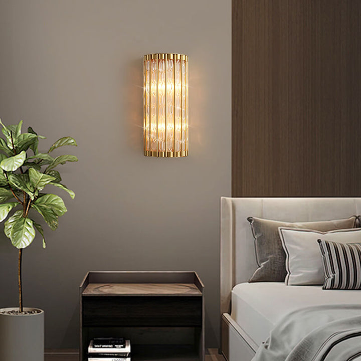 Moderne Luxus rechteckige Halbzylinder Kupfer Glas 2/3 Licht Wandleuchte 