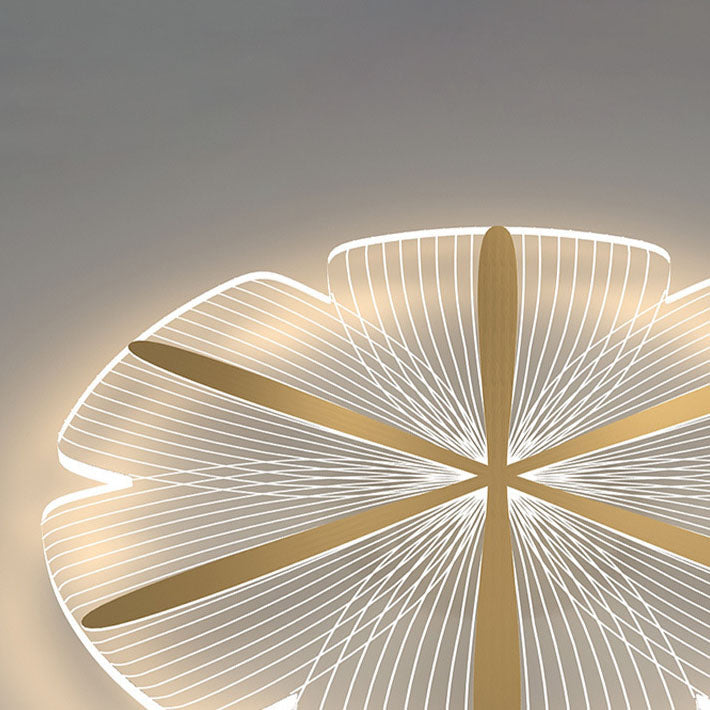 Modern Minimalist Acrylic Petal Round Gold LED Flush Mount Ceiling Light