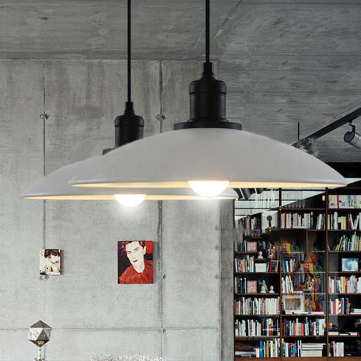 Suspension Luminaire Industriel Rétro Rond Couvercle de Pot en Fer à 1 Lumière 